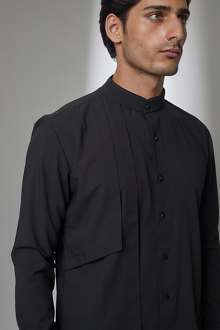 Black Tencel Party Wear Shirt by AMIT ARORA at Pernia's Pop Up Shop