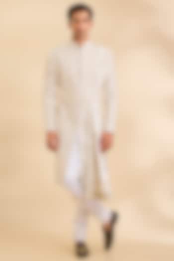 Off-White Raw Silk Groom Sherwani Set by AMIT ARORA at Pernia's Pop Up Shop