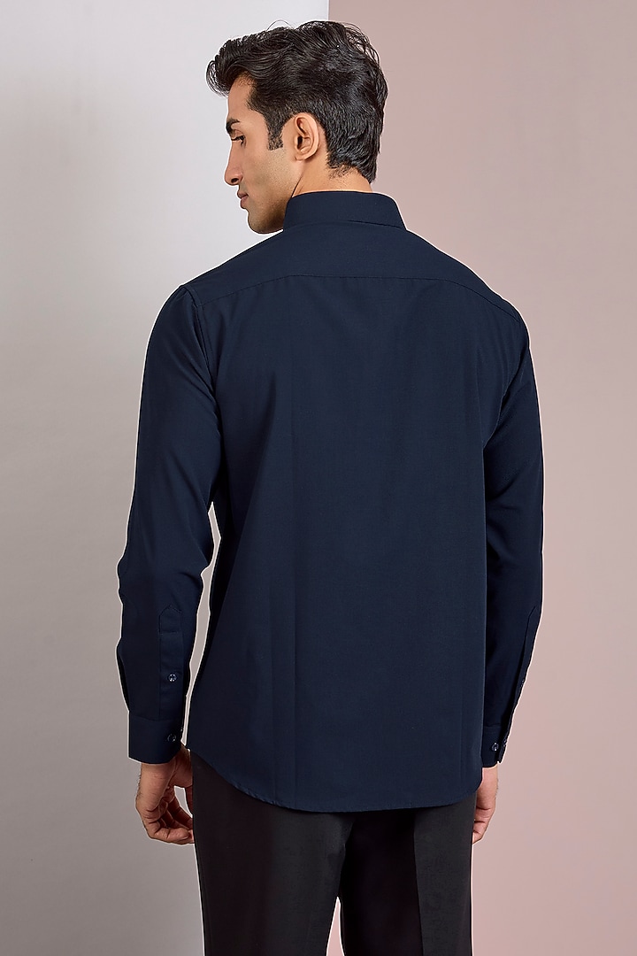Navy Blue Acetate Party Wear Shirt by AMIT ARORA at Pernia's Pop Up Shop