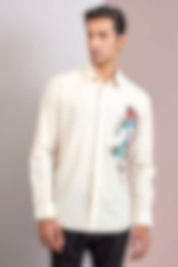 Off-White Polynosic Embellished Party Wear Shirt by AMIT ARORA at Pernia's Pop Up Shop