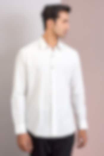 Ivory Knit Full Sleeve Party Wear Shirt by AMIT ARORA at Pernia's Pop Up Shop