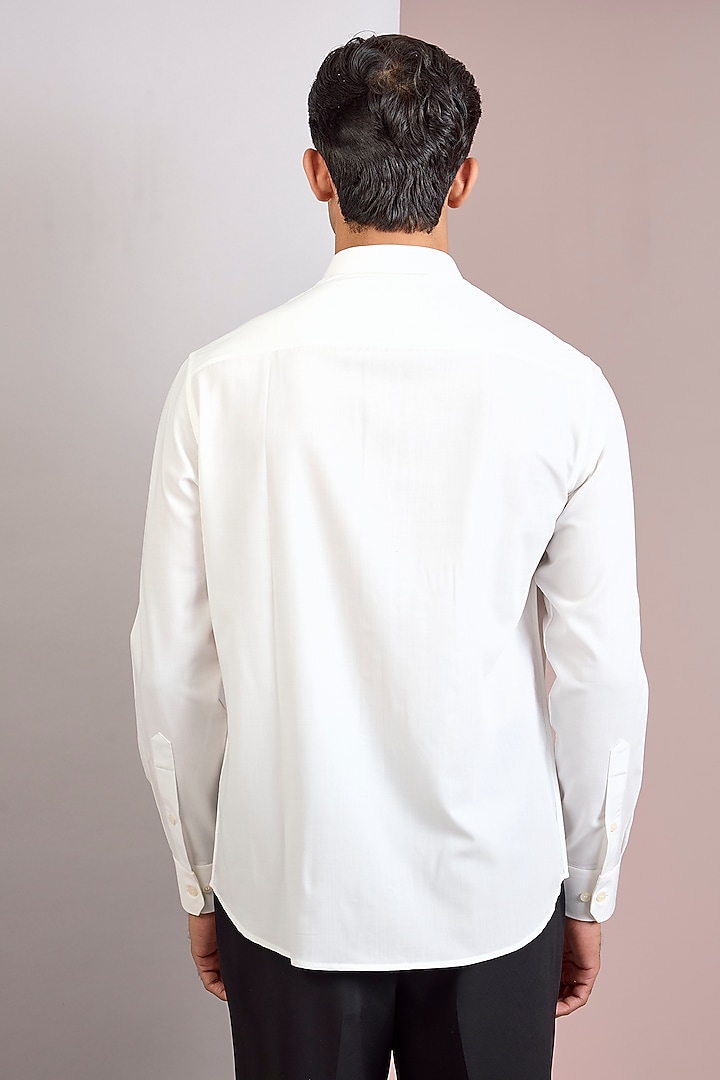 Ivory Knit Full Sleeve Party Wear Shirt by AMIT ARORA at Pernia's Pop Up Shop