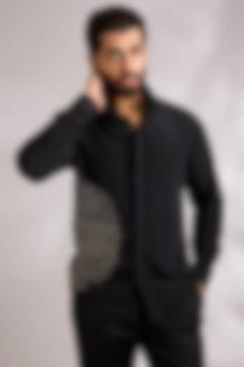 Black Cotton Party Wear Shirt by AMIT ARORA at Pernia's Pop Up Shop