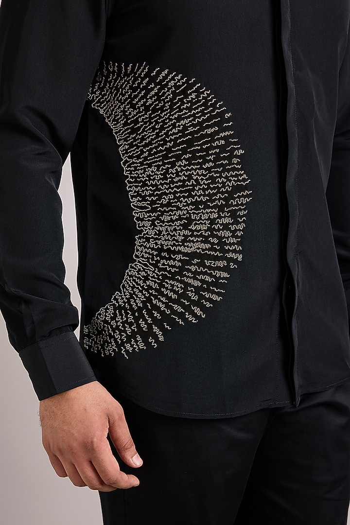Black Cotton Party Wear Shirt by AMIT ARORA at Pernia's Pop Up Shop