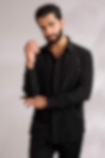 Black Cotton Party Wear Shirt by AMIT ARORA at Pernia's Pop Up Shop
