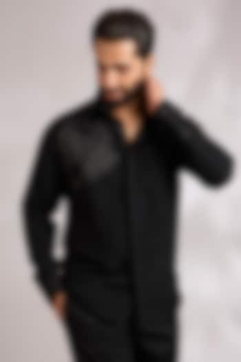 Black Cotton Party Wear Shirt by AMIT ARORA at Pernia's Pop Up Shop