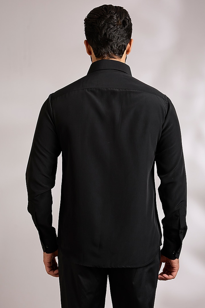 Black Cotton Party Wear Shirt by AMIT ARORA at Pernia's Pop Up Shop