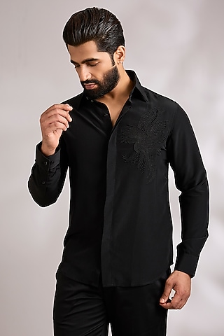 Black Cotton Shirt by AMIT ARORA