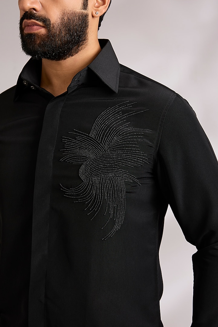 Black Cotton Party Wear Shirt by AMIT ARORA at Pernia's Pop Up Shop
