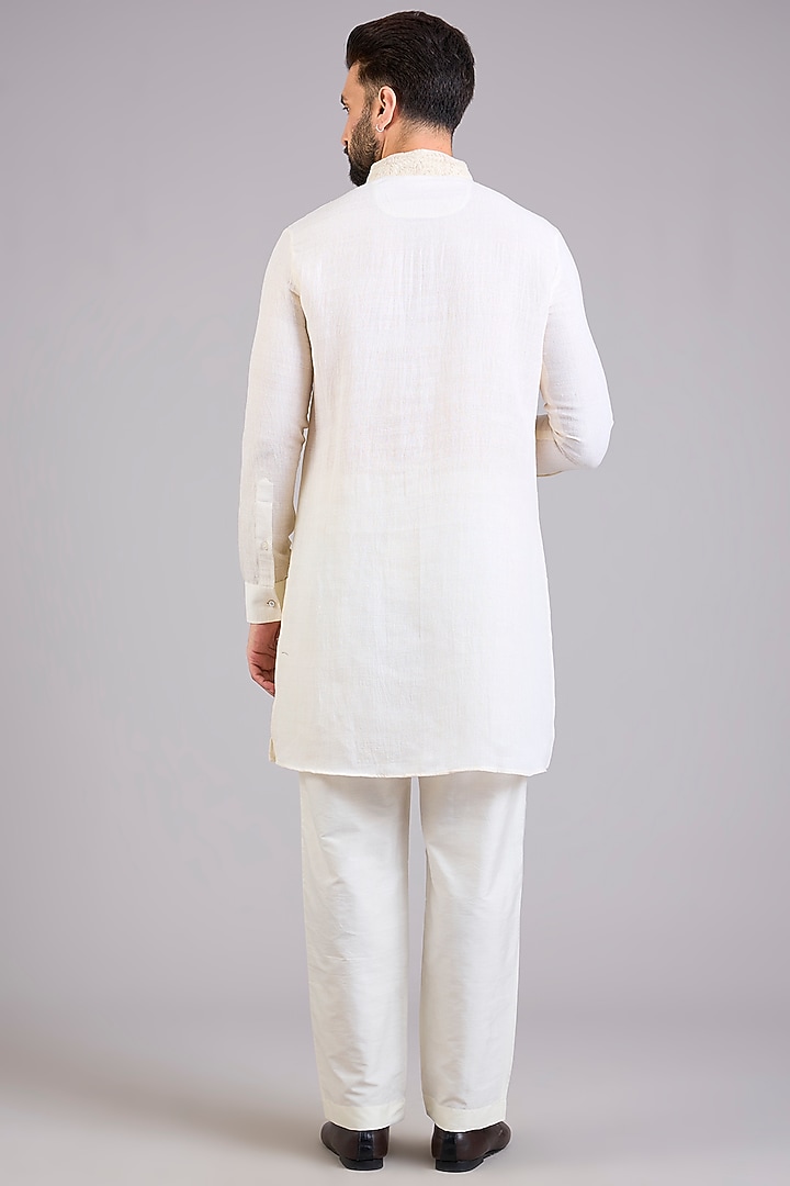 Ivory Silk Bundi Jacket Set by AMIT ARORA at Pernia's Pop Up Shop