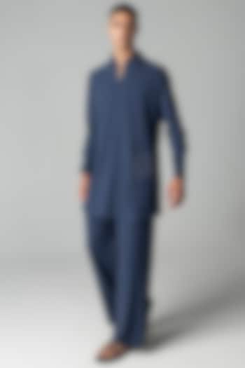 Navy Blue Crepe Kurta Set by AMIT ARORA at Pernia's Pop Up Shop