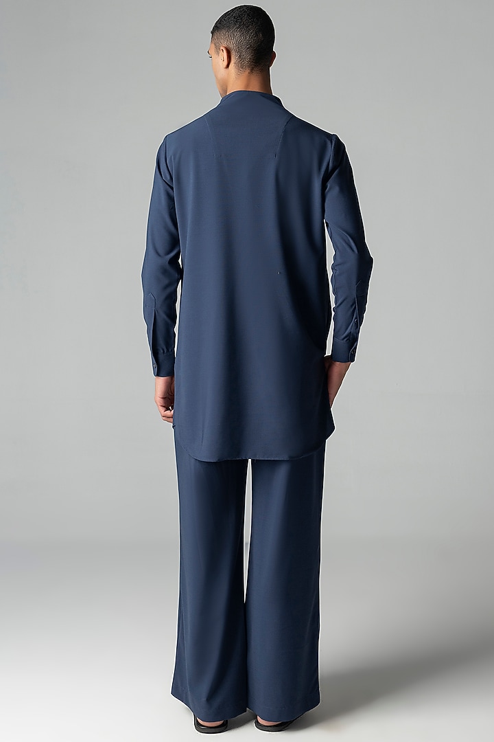Navy Blue Crepe Kurta Set by AMIT ARORA at Pernia's Pop Up Shop