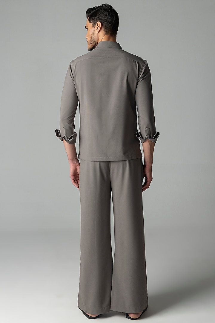 Mouse-Colored Crepe Co-Ord Set by AMIT ARORA at Pernia's Pop Up Shop
