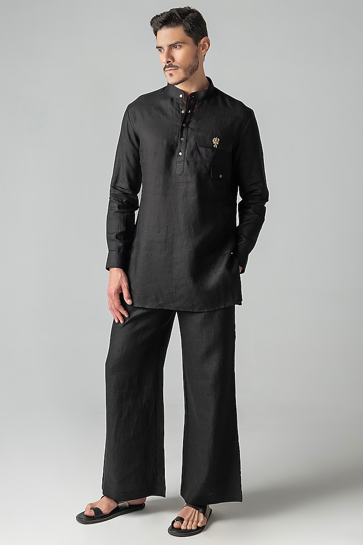 Black Linen Co-Ord Set by AMIT ARORA at Pernia's Pop Up Shop