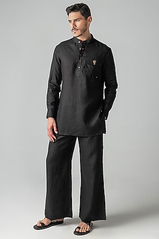 Black Linen Co-Ord Set by AMIT ARORA
