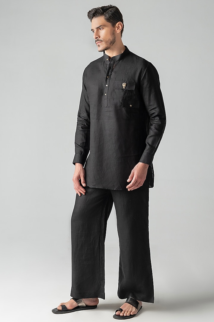 Black Linen Co-Ord Set by AMIT ARORA at Pernia's Pop Up Shop