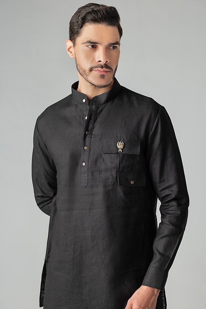 Black Linen Co-Ord Set by AMIT ARORA at Pernia's Pop Up Shop