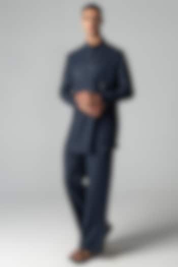 Navy Blue Crepe Co-Ord Set by AMIT ARORA at Pernia's Pop Up Shop