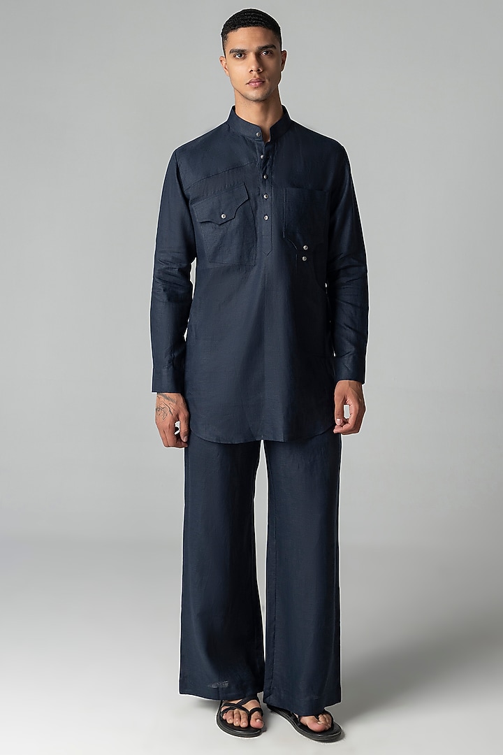 Navy Blue Crepe Co-Ord Set by AMIT ARORA at Pernia's Pop Up Shop