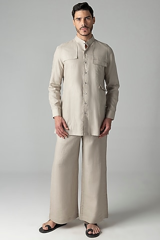 Beige Crepe Co-Ord Set by AMIT ARORA