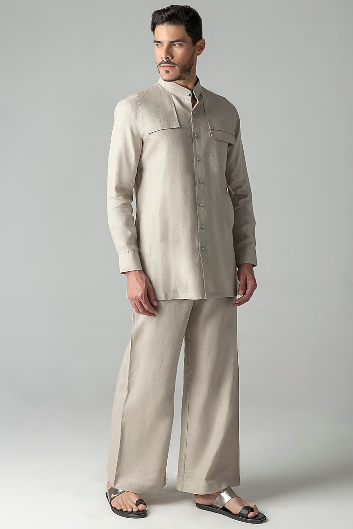 Beige Crepe Co-Ord Set by AMIT ARORA at Pernia's Pop Up Shop