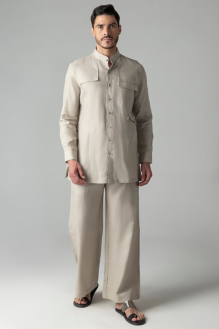 Beige Crepe Co-Ord Set by AMIT ARORA at Pernia's Pop Up Shop