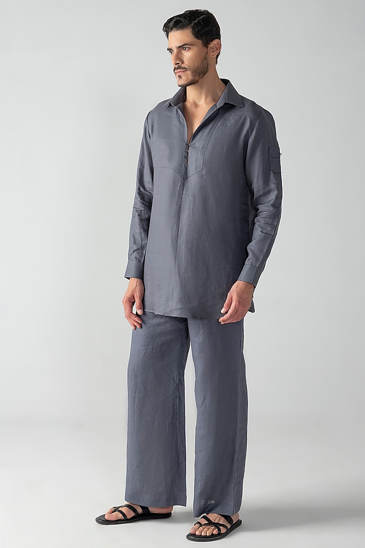 Grey Linen Co-Ord Set by AMIT ARORA at Pernia's Pop Up Shop