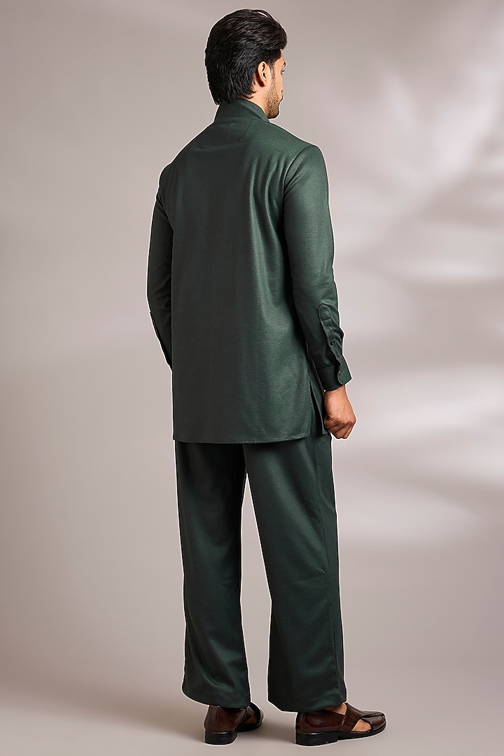 Dark Olive Silk Kurta Set by AMIT ARORA at Pernia's Pop Up Shop