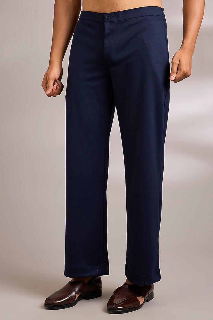 Navy Blue Silk Kurta Set by AMIT ARORA at Pernia's Pop Up Shop