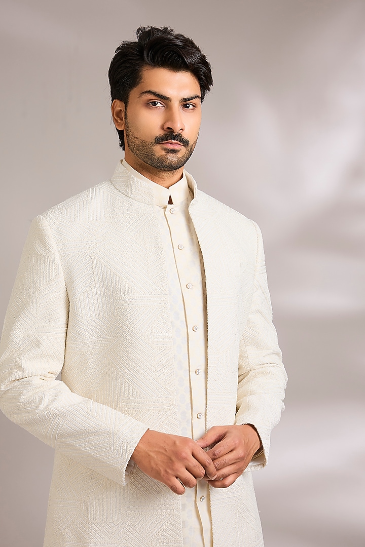 Ivory Silk Indo-Western Set by AMIT ARORA at Pernia's Pop Up Shop