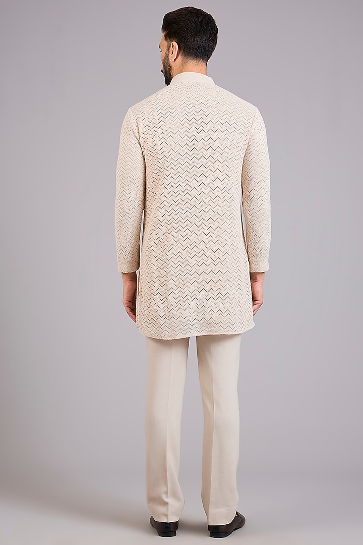 Cream Silk Indo-Western Set by AMIT ARORA at Pernia's Pop Up Shop