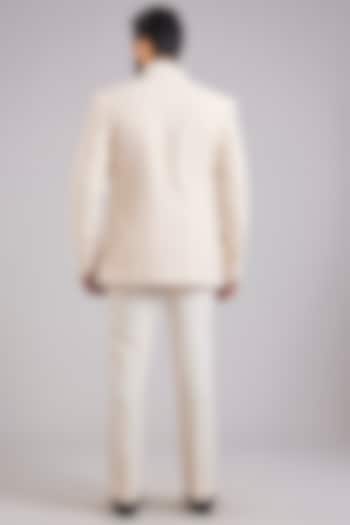 Cream Crochet Hand Embroidered Groom Indowestern Set by AMIT ARORA at Pernia's Pop Up Shop