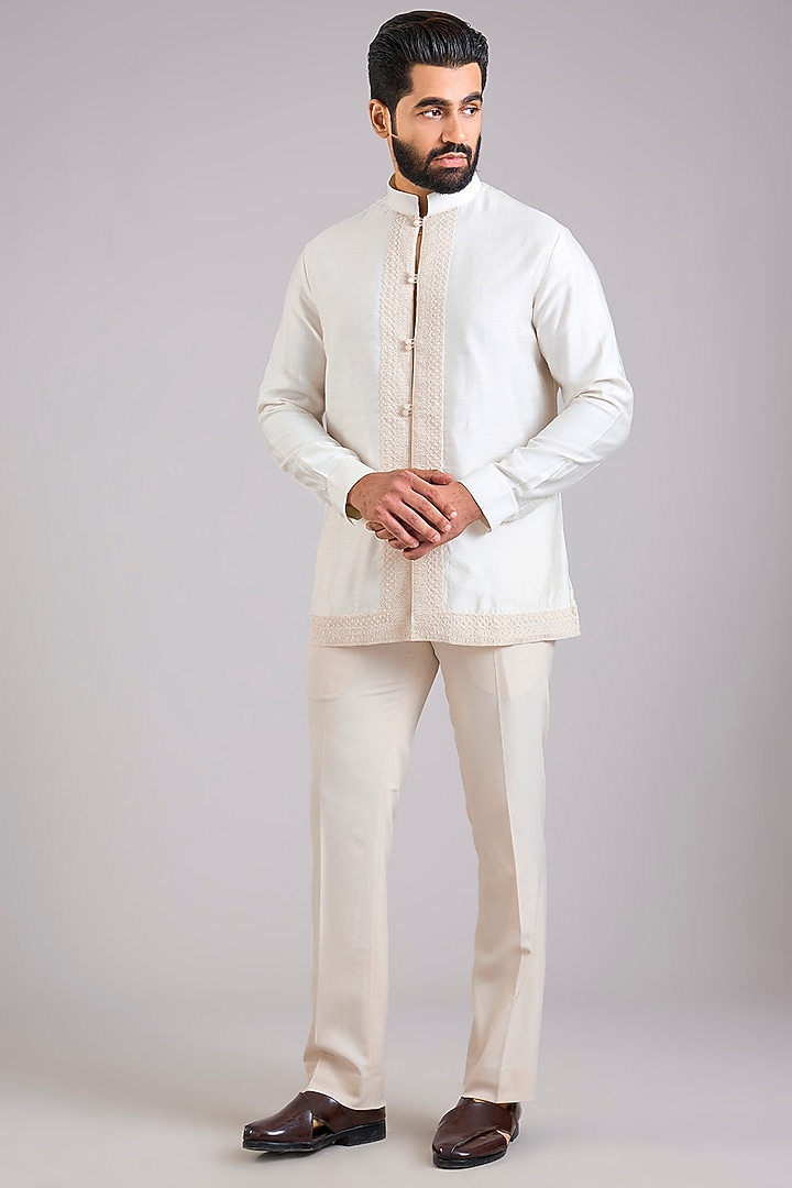 Cream Silk Indo-Western Set by AMIT ARORA at Pernia's Pop Up Shop