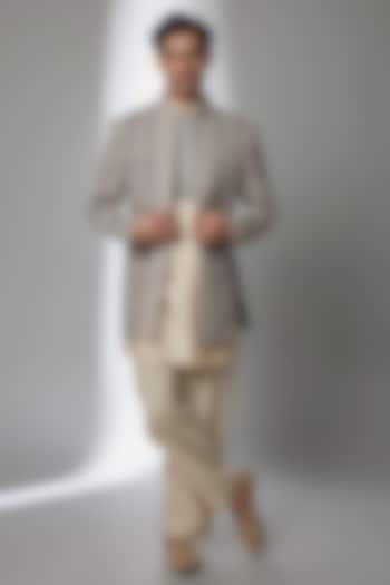 Turquoise Silk Wedding Indowestern Set by AMIT ARORA at Pernia's Pop Up Shop