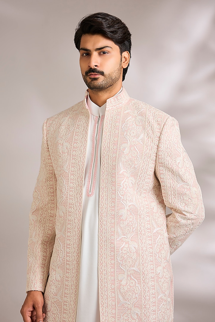 Baby Pink Silk Indo-Western Set by AMIT ARORA at Pernia's Pop Up Shop