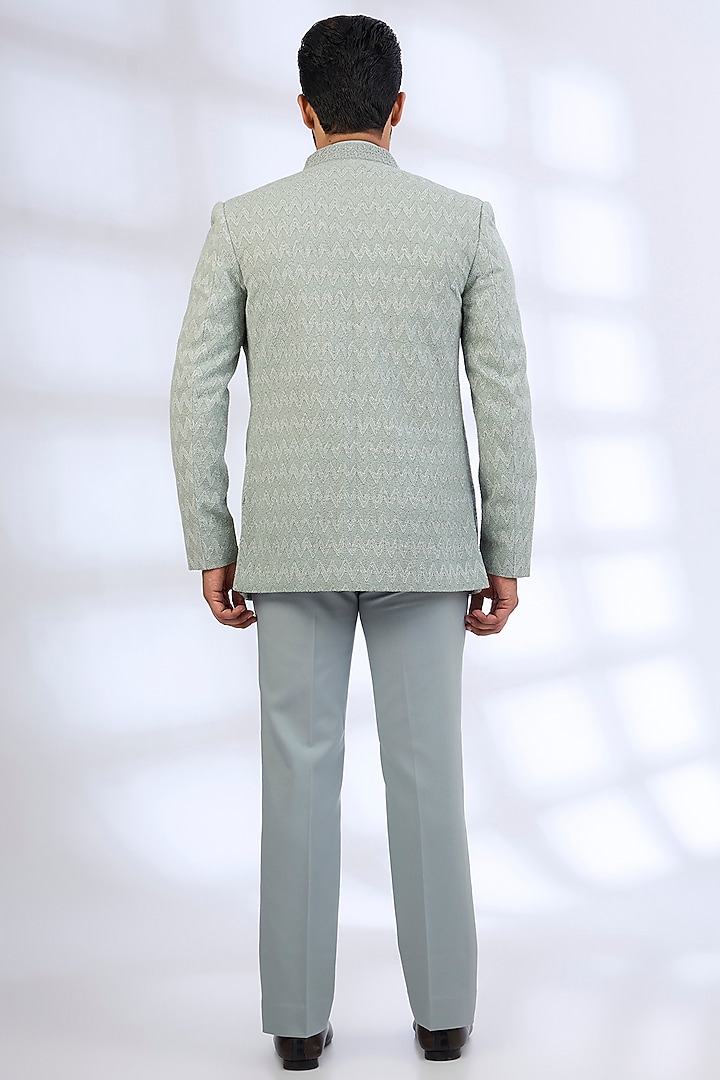 Sage Green Silk Groom Indowestern Set by AMIT ARORA at Pernia's Pop Up Shop