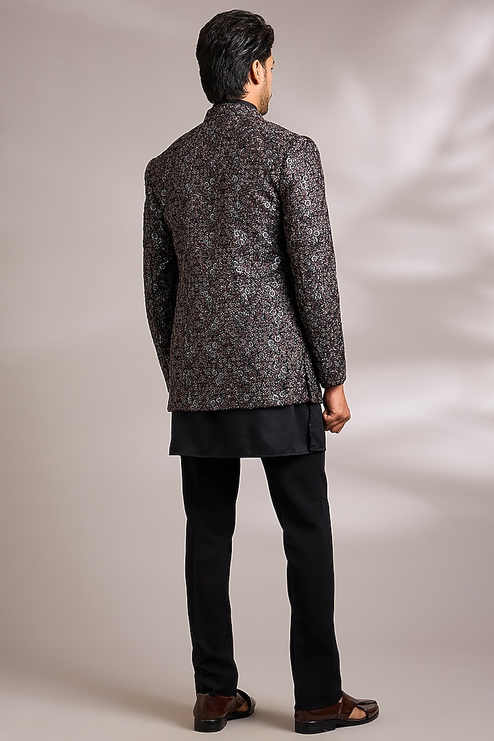 Black Silk Indo-Western Set by AMIT ARORA at Pernia's Pop Up Shop