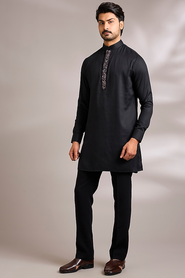 Black Silk Indo-Western Set by AMIT ARORA at Pernia's Pop Up Shop