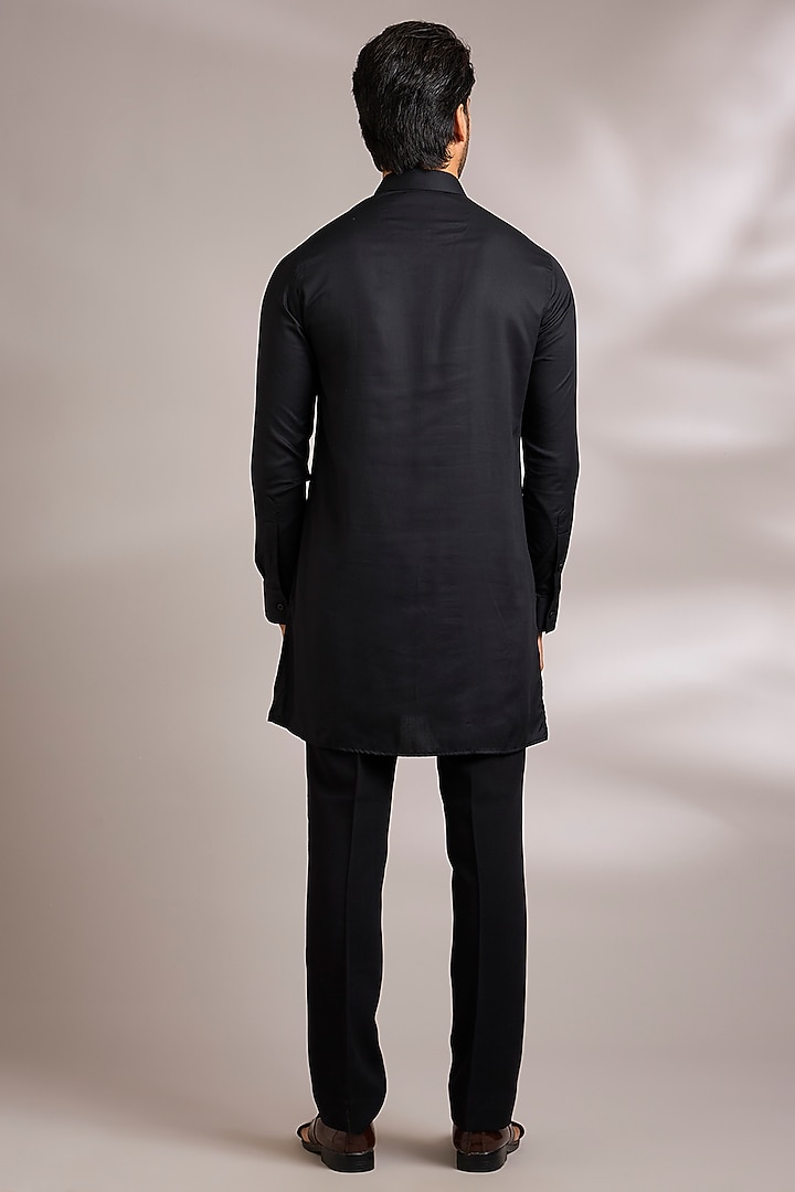 Black Silk Indo-Western Set by AMIT ARORA at Pernia's Pop Up Shop