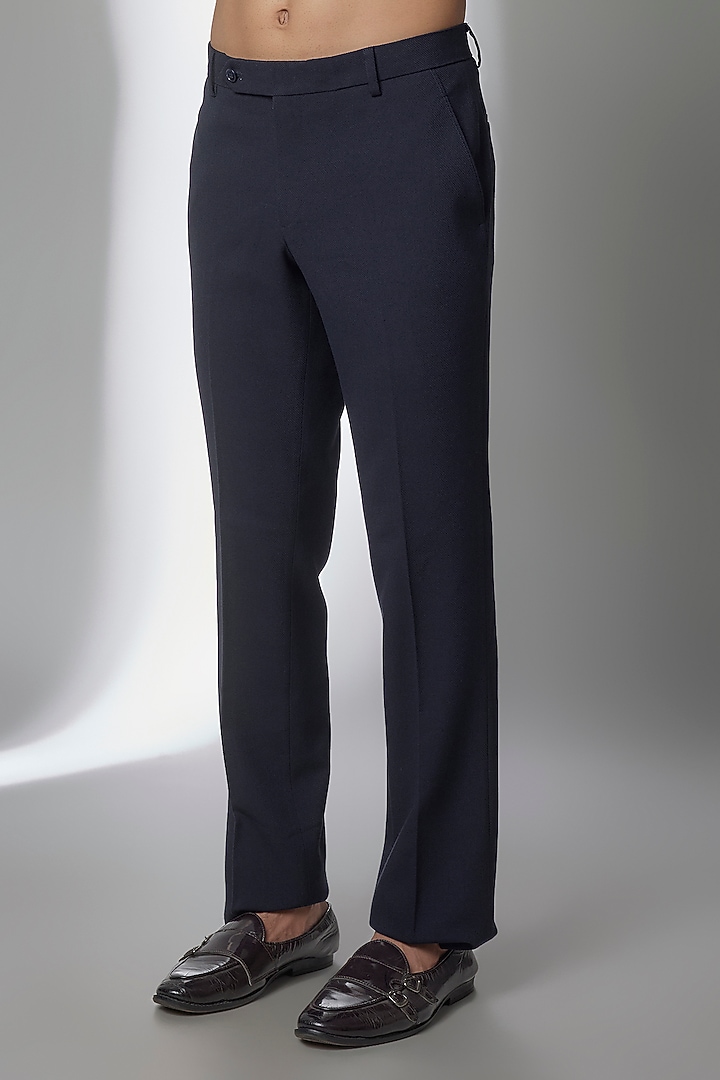 Navy Blue Silk Groom Indowestern Set by AMIT ARORA at Pernia's Pop Up Shop