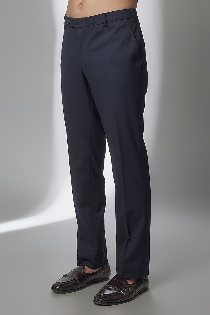 Navy Blue Silk Groom Indowestern Set by AMIT ARORA at Pernia's Pop Up Shop