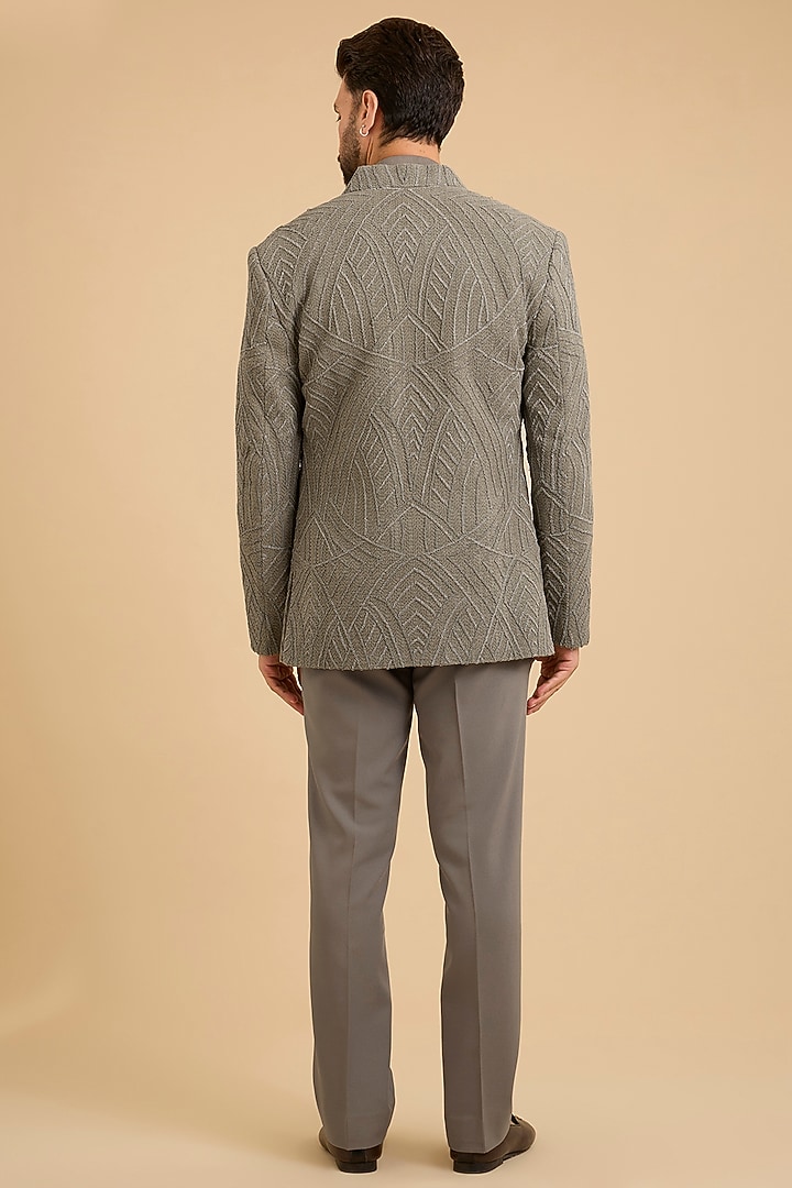 Olive Green Silk Groom Indowestern Set by AMIT ARORA at Pernia's Pop Up Shop