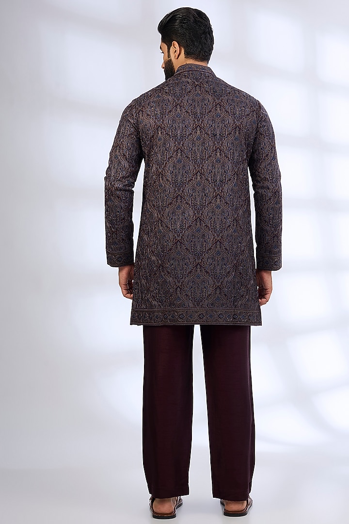 Wine Silk Kurta Set by AMIT ARORA at Pernia's Pop Up Shop