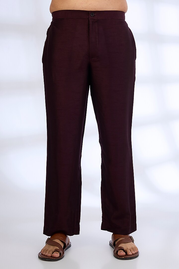 Wine Silk Kurta Set by AMIT ARORA at Pernia's Pop Up Shop