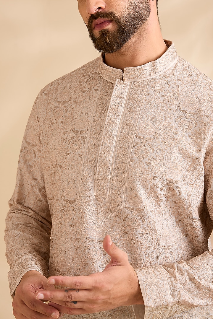 Beige Silk Kurta Set by AMIT ARORA at Pernia's Pop Up Shop