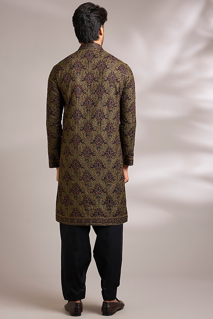 Brown Silk Embroidered Kurta Set by AMIT ARORA at Pernia's Pop Up Shop