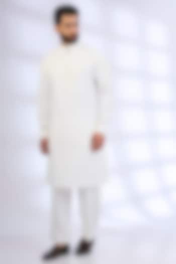 White Silk Kurta Set by AMIT ARORA at Pernia's Pop Up Shop