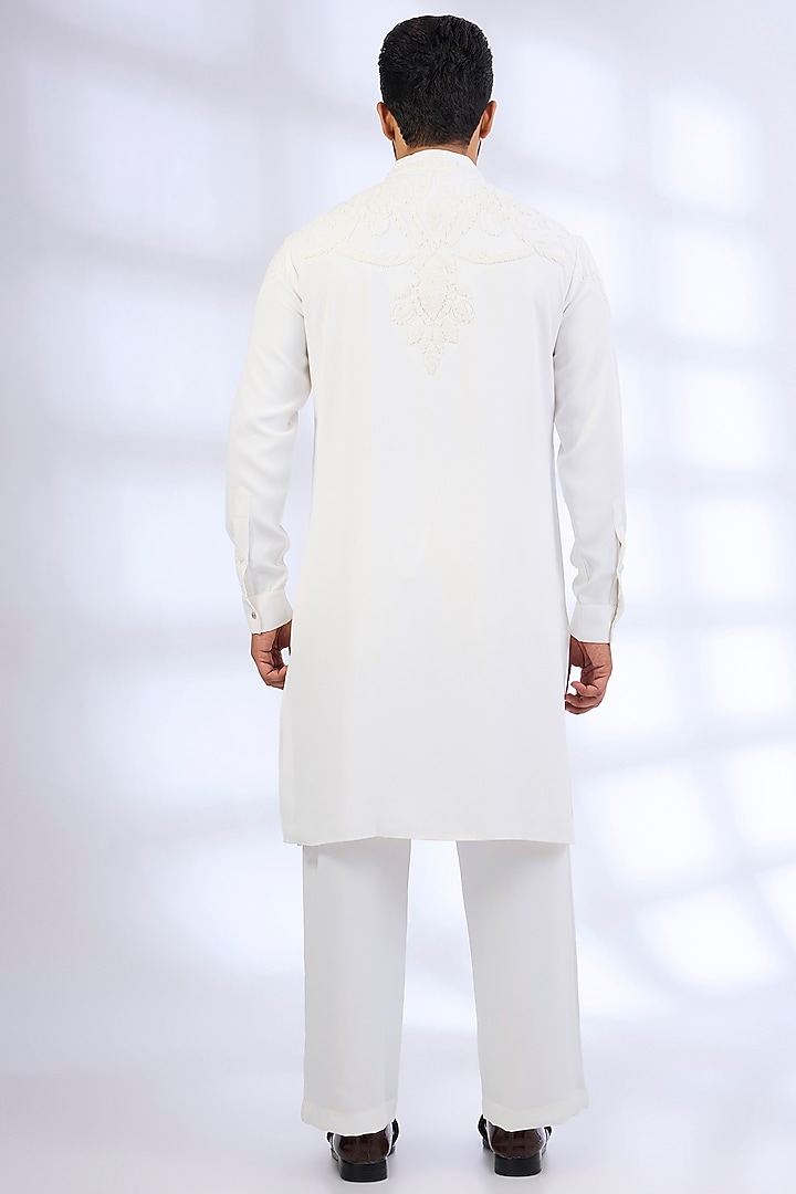 White Silk Kurta Set by AMIT ARORA at Pernia's Pop Up Shop