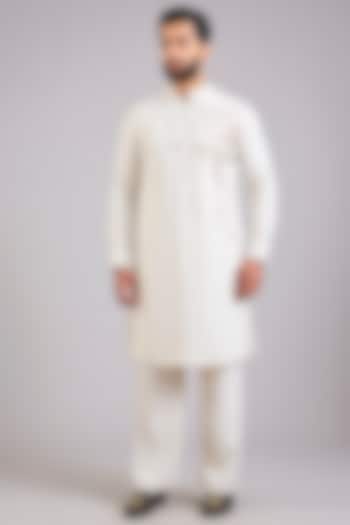Beige Silk Embroidered Kurta Set by AMIT ARORA at Pernia's Pop Up Shop