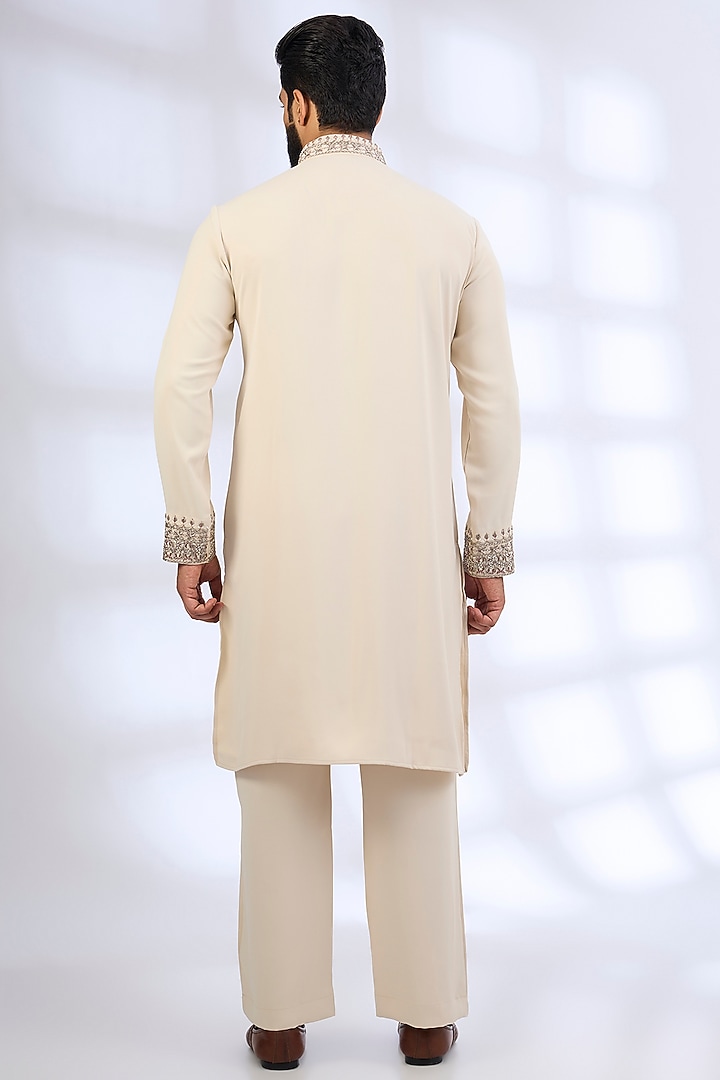 Beige Silk Kurta Set by AMIT ARORA at Pernia's Pop Up Shop